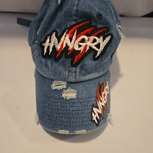 KBETHOS Distressed Denim Cap with Red and White Embroidery